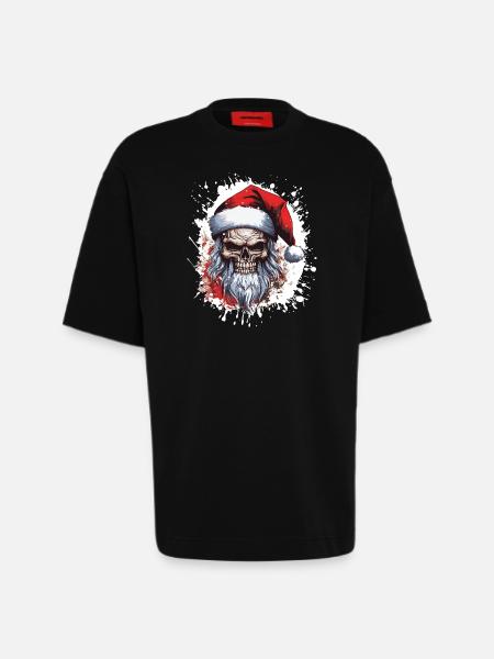 Santa Claus Skull - Heavyweight T-Shirt - made by SPREAD - SOLID BLACK