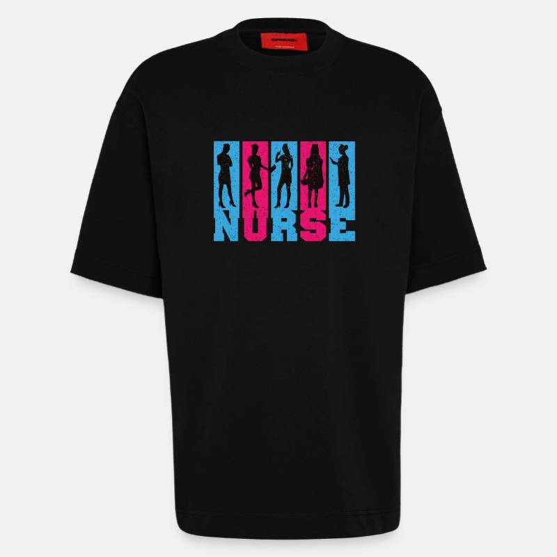 Infirmière Infirmière Dire Déclaration Profession - T-shirt bio épais oversize fabriqué en UE - SOLID BLACK
