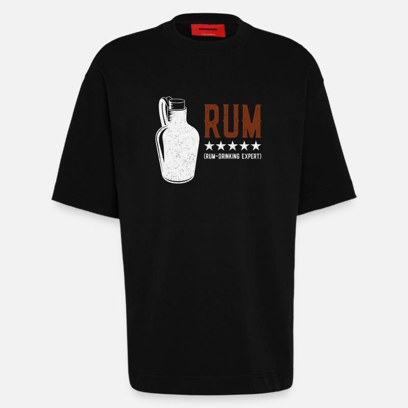 Rhum - Drinking Expert Rumtrinker - T-shirt bio épais oversize fabriqué en UE - SOLID BLACK