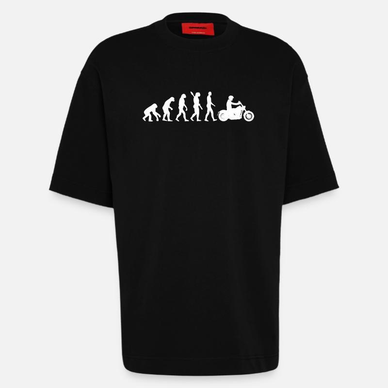 motorcycle evolution graphic - Heavyweight T-Shirt - made by SPREAD  - SOLID BLACK