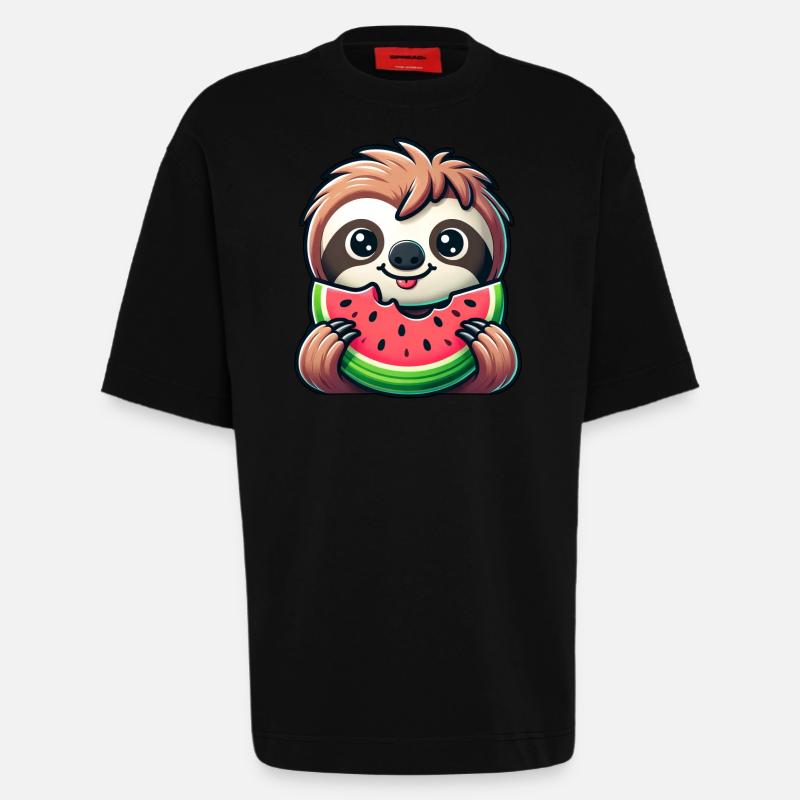 Faultier Sommerfrucht Melone - Heavyweight T-Shirt - made by SPREAD  - SOLID BLACK