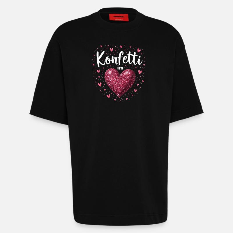 Konfetti im Herzen - Heavyweight T-Shirt - made by SPREAD  - SOLID BLACK