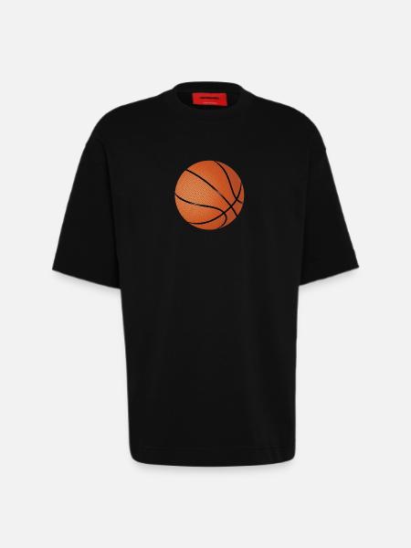 Basketball T-Shirt Orange - Heavyweight T-Shirt - made by SPREAD  - SOLID BLACK