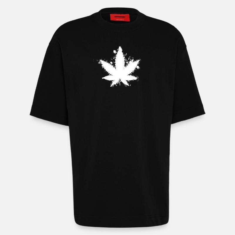 Weed - idée cadeau - T-shirt bio épais oversize fabriqué en UE - SOLID BLACK