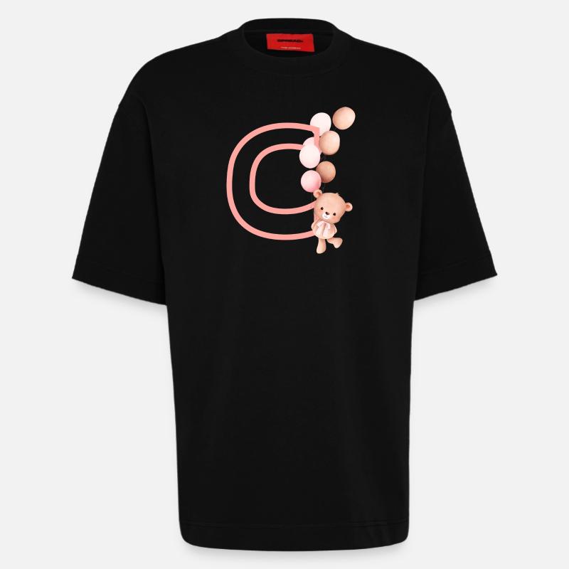 Buchstabe c rosa Bär - Heavyweight T-Shirt - made by SPREAD  - SOLID BLACK