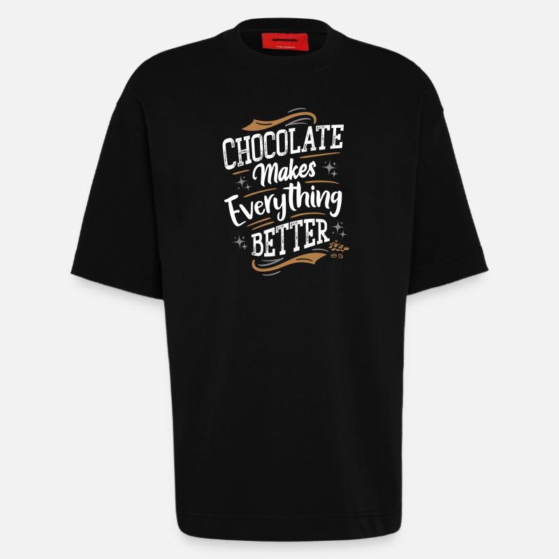 Chocolate makes everything better - Schokolade - Heavyweight T-Shirt - made by SPREAD  - SOLID BLACK