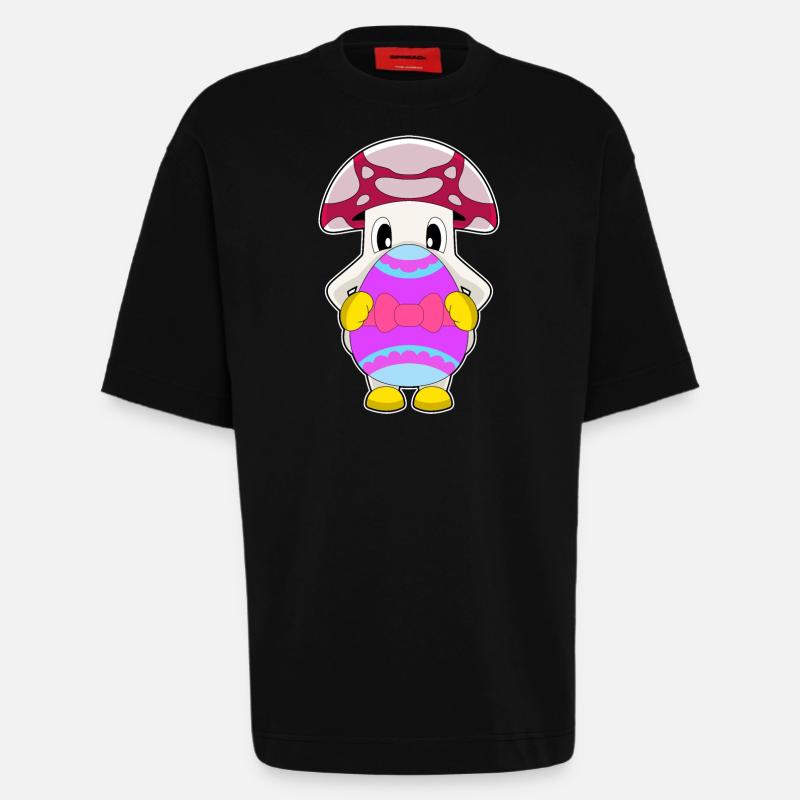 Mushroom Easter Easter Egg - Heavyweight T-Shirt - made by SPREAD  - SOLID BLACK