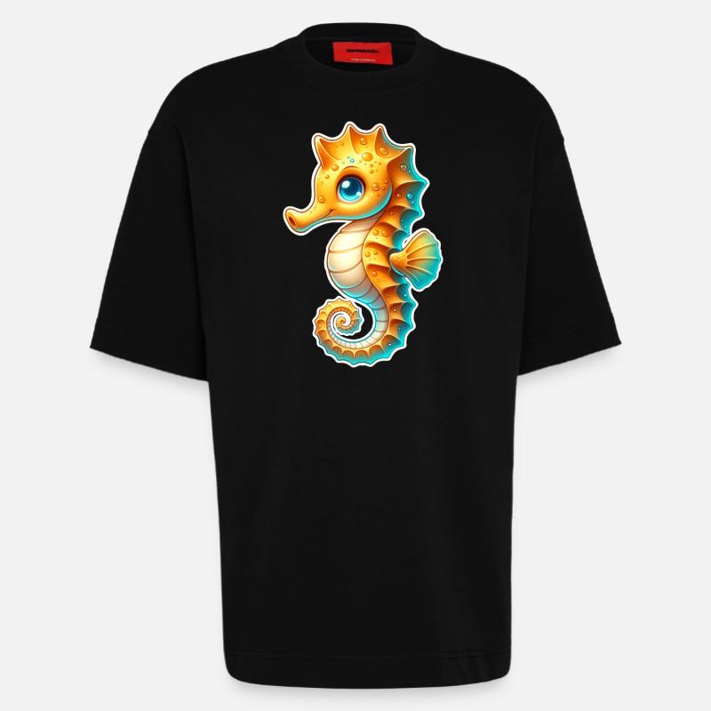 Hippocampe Hippocampe - T-shirt bio épais oversize fabriqué en UE - SOLID BLACK