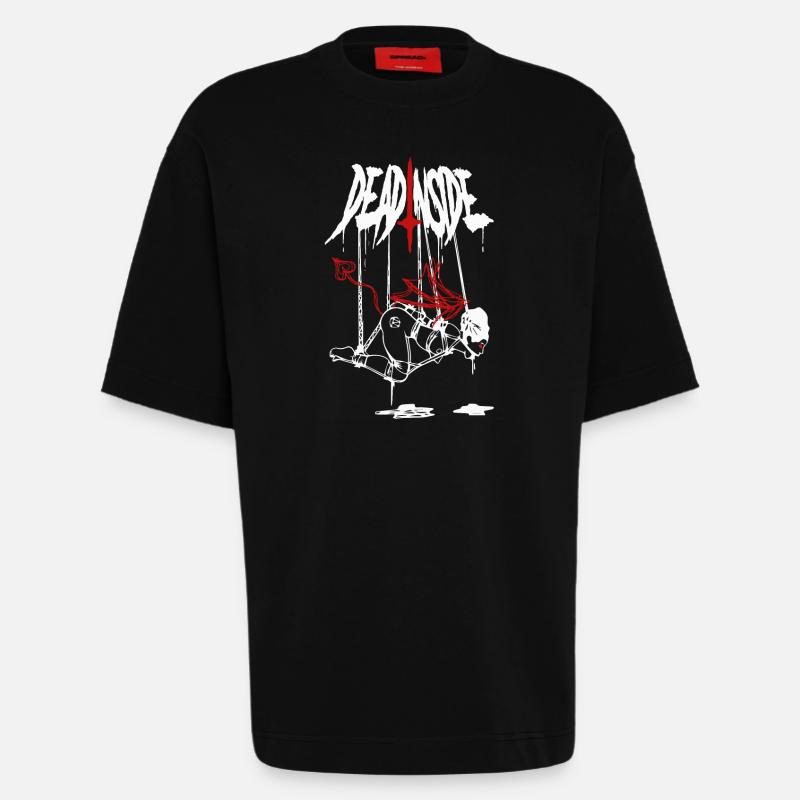 Éclair de feu abstrait - T-shirt bio épais oversize fabriqué en UE - SOLID BLACK