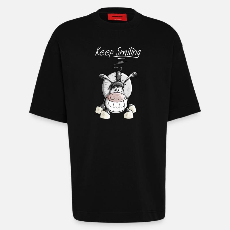 Keep Smiling Esel - Heavyweight T-Shirt - made by SPREAD  - SOLID BLACK
