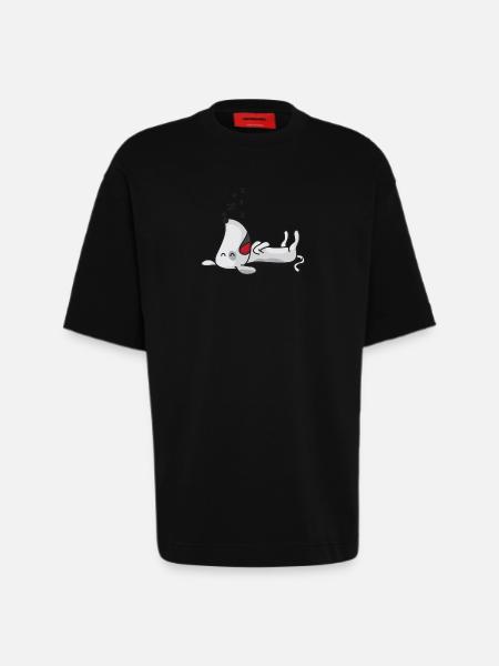 Chien endormi - T-shirt bio épais oversize fabriqué en UE - SOLID BLACK