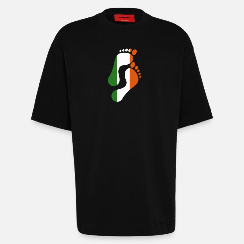 Irlande Empreinte drapeau - T-shirt bio épais oversize fabriqué en UE - SOLID BLACK