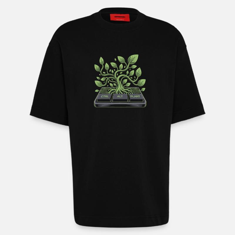 ctrl alt plant garden design - Heavyweight T-Shirt - made by SPREAD  - SOLID BLACK