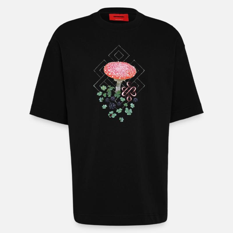 Lucky Toadstool Clover - Heavyweight T-Shirt - made by SPREAD - SOLID BLACK