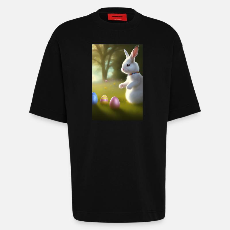 Osterhase mit Oster Eier - Heavyweight T-Shirt - made by SPREAD  - SOLID BLACK
