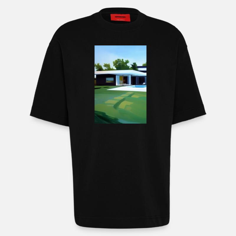 Weiße Villa mit Pool - Heavyweight T-Shirt - made by SPREAD  - SOLID BLACK