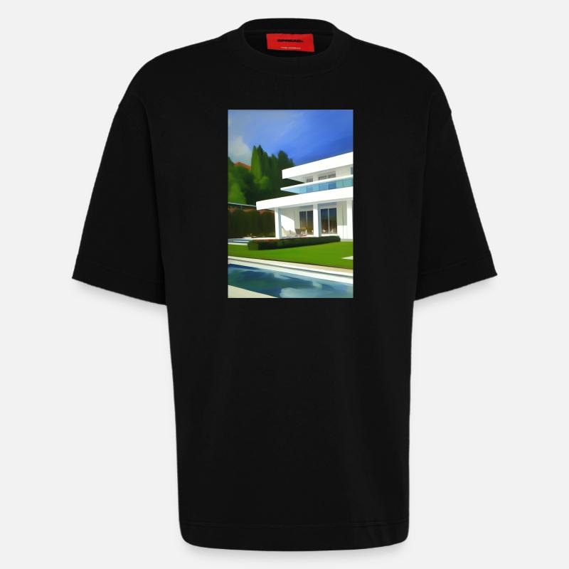 Weiße Villa mit Pool - Heavyweight T-Shirt - made by SPREAD  - SOLID BLACK