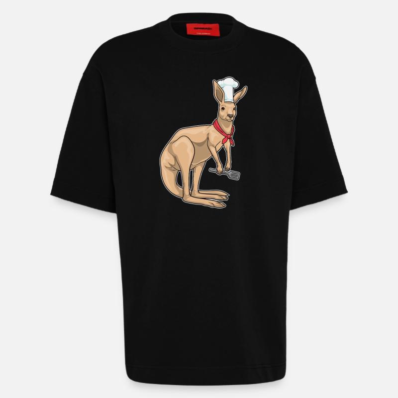 Kangourou Cuisinier Spatule Cuisson - T-shirt bio épais oversize fabriqué en UE - SOLID BLACK