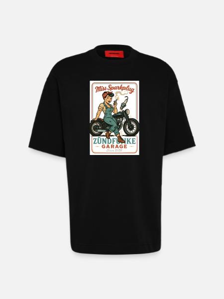 Miss Sparkplug – Zündfunke Garage Queen - T-shirt bio épais oversize fabriqué en UE - SOLID BLACK