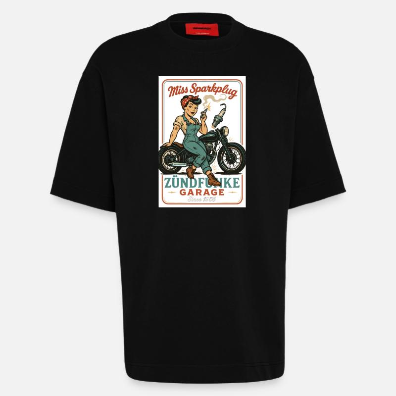Miss Sparkplug – Zündfunke Garage Queen - Heavyweight T-Shirt - made by SPREAD  - SOLID BLACK