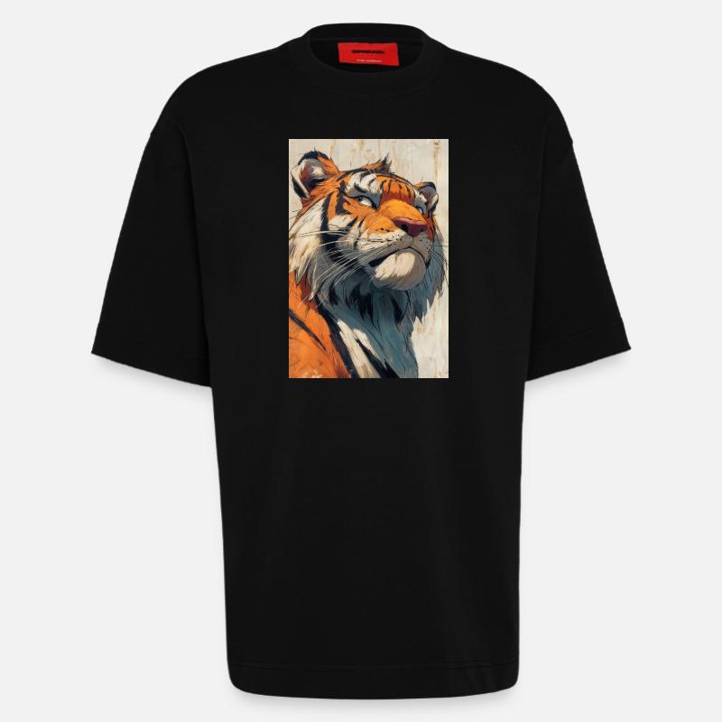 Illustration eines Tigers - Heavyweight T-Shirt - made by SPREAD  - SOLID BLACK