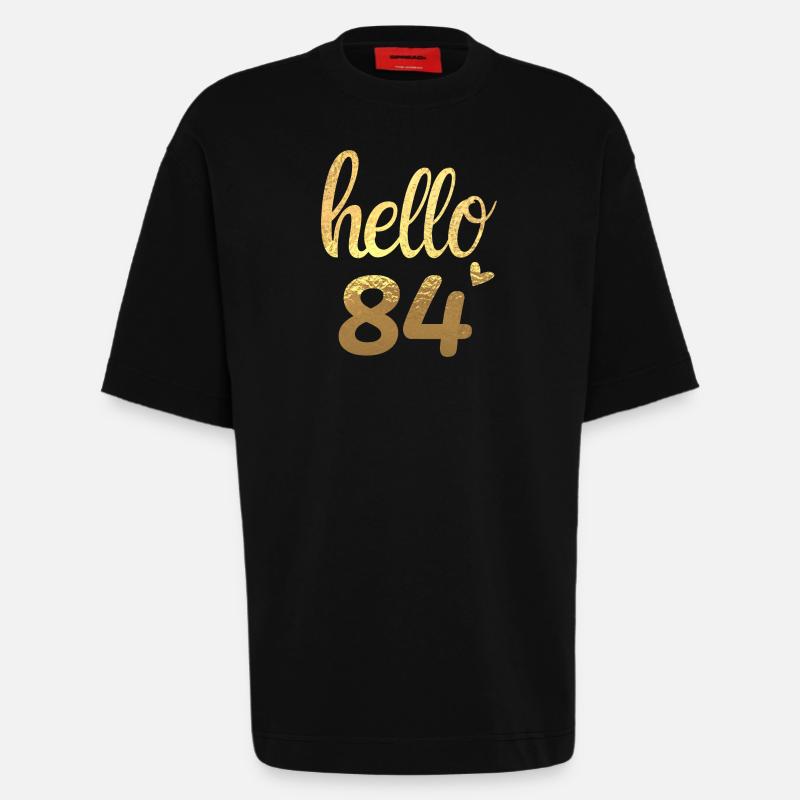 Hello 84 doré - T-shirt bio épais oversize fabriqué en UE - SOLID BLACK