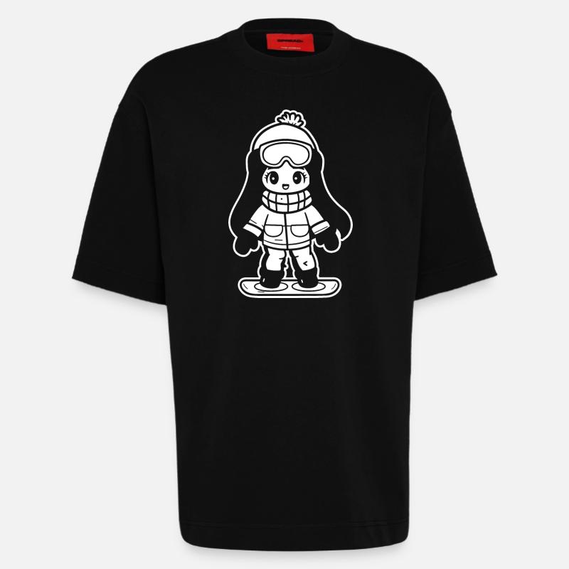 Snowboarder Mädchen - Heavyweight T-Shirt - made by SPREAD  - SOLID BLACK