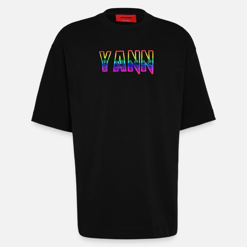 yann rs regenbogen - Heavyweight T-Shirt - made by SPREAD  - SOLID BLACK