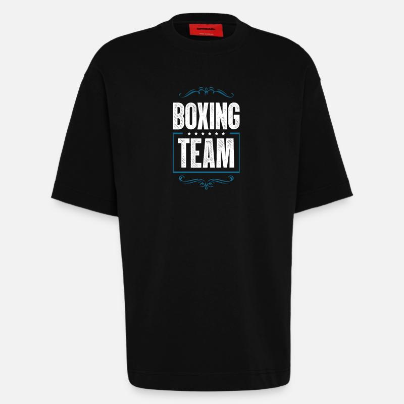 Équipe de boxe - T-shirt bio épais oversize fabriqué en UE - SOLID BLACK