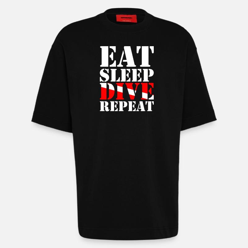 Eat Sleep Dive Repeat - Heavyweight T-Shirt - made by SPREAD - SOLID BLACK
