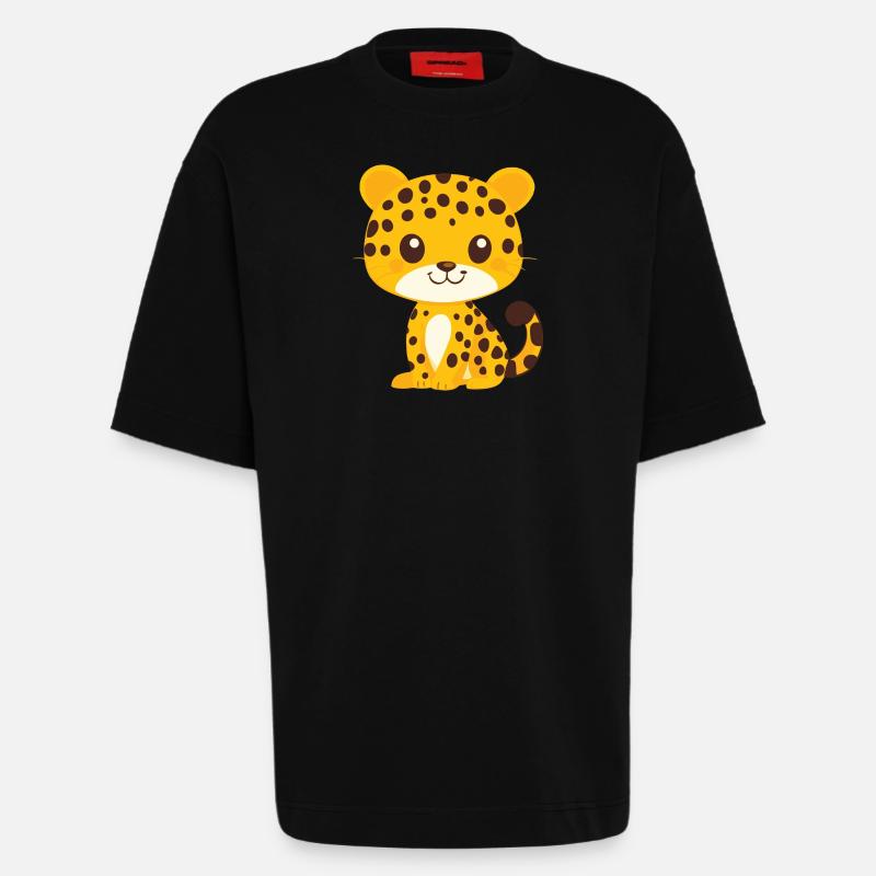 Little Leopard - Heavyweight T-Shirt - made by SPREAD  - SOLID BLACK