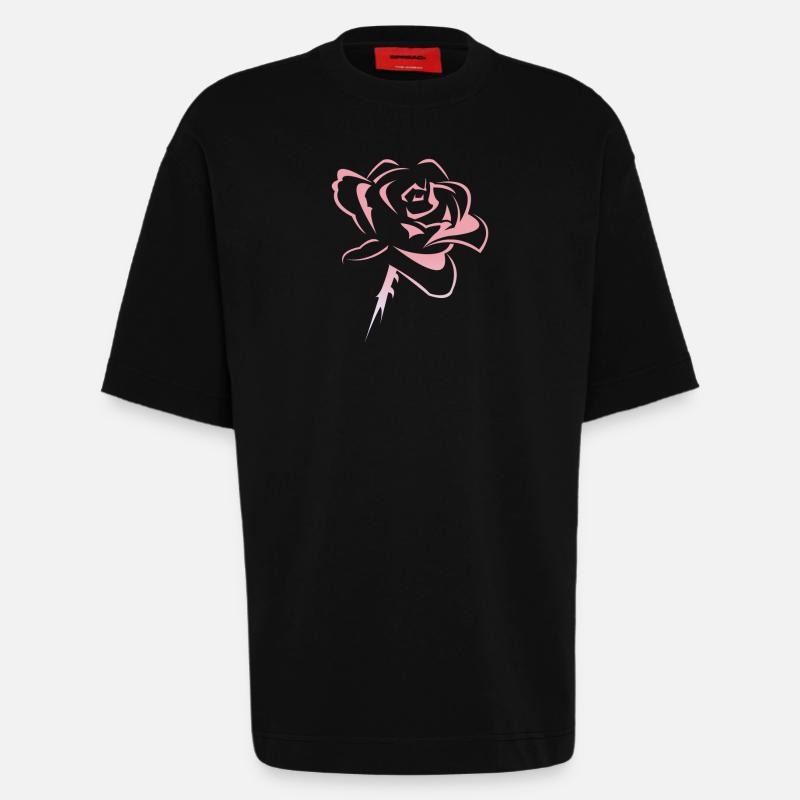 Blume,Rose - Heavyweight T-Shirt - made by SPREAD  - SOLID BLACK