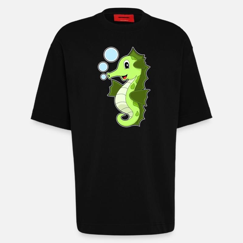 Seepferdchen - Heavyweight T-Shirt - made by SPREAD  - SOLID BLACK