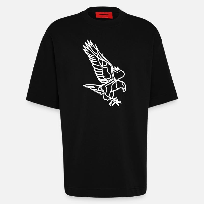White Eagle in Flight - Heavyweight T-Shirt - made by SPREAD - SOLID BLACK
