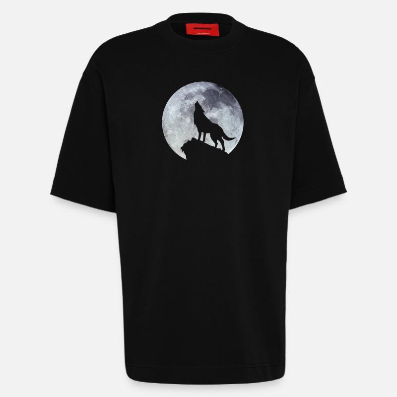 wolf - Heavyweight T-Shirt - made by SPREAD  - SOLID BLACK