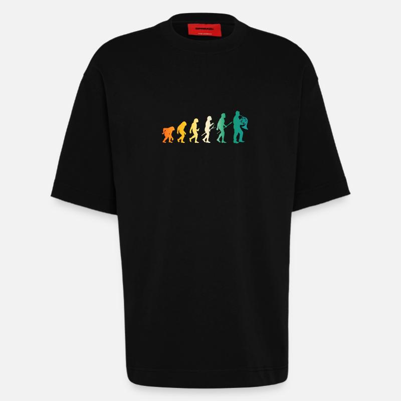 Hornist Evolution Waldhorn - Heavyweight T-Shirt - made by SPREAD  - SOLID BLACK