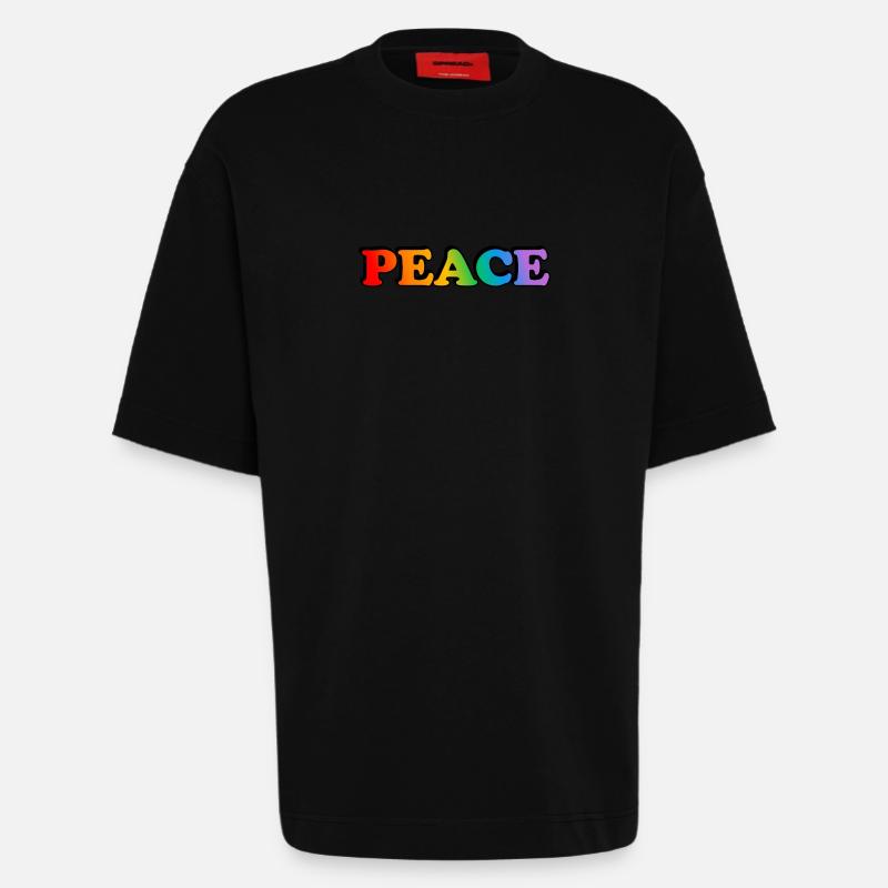 Friedens-Regenbogen - Heavyweight T-Shirt - made by SPREAD  - SOLID BLACK