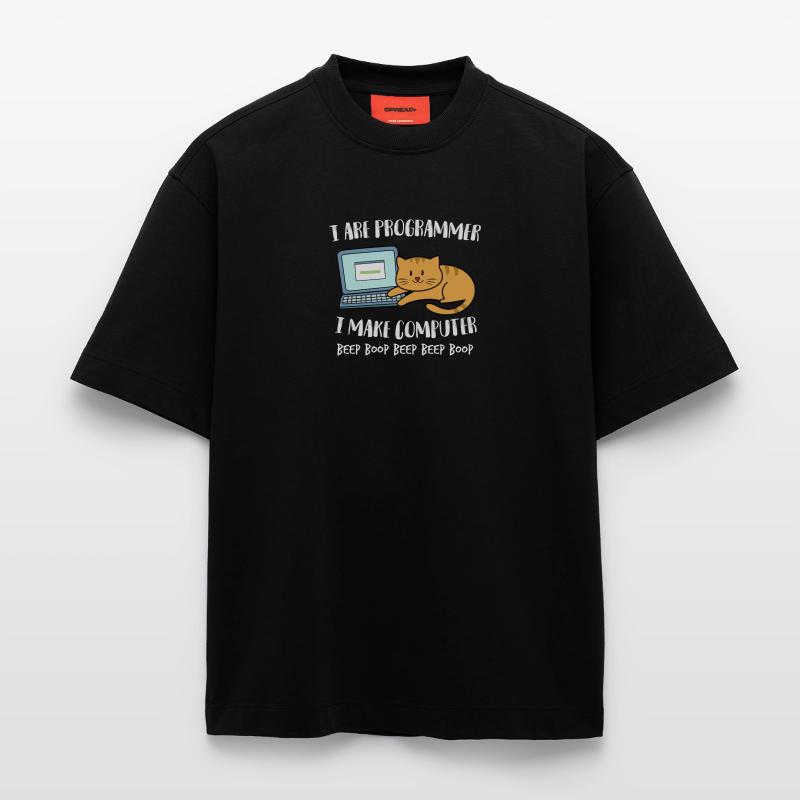 I Are Programmer Computer Lustige Katze Beep Boop Heavyweight T-Shirt - made by SPREAD 