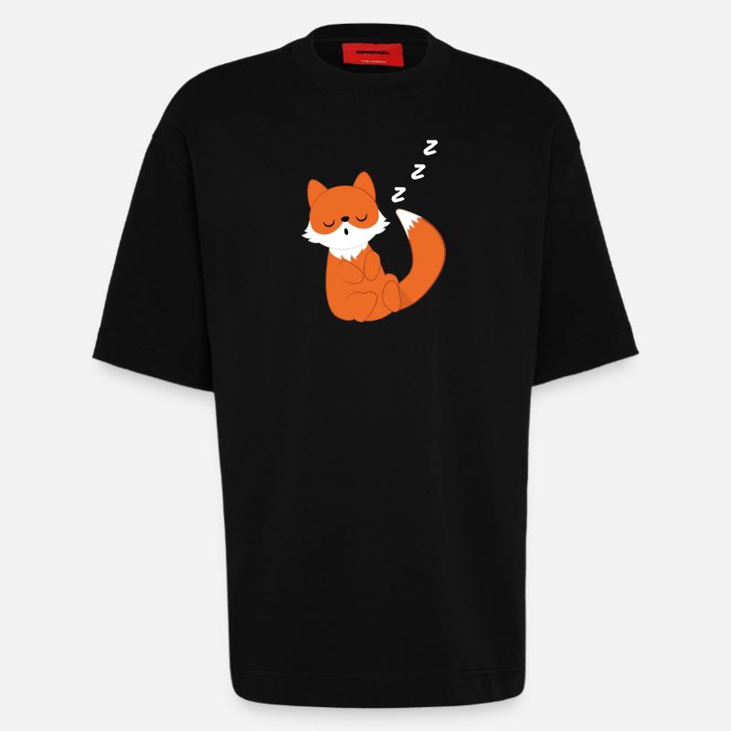 Fox - vixen - Fox lovers - sleeping - Heavyweight T-Shirt - made by SPREAD  - SOLID BLACK