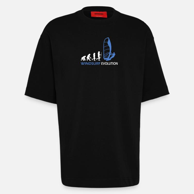 Windsurfen Evolution Geschenkideen - Heavyweight T-Shirt - made by SPREAD  - SOLID BLACK