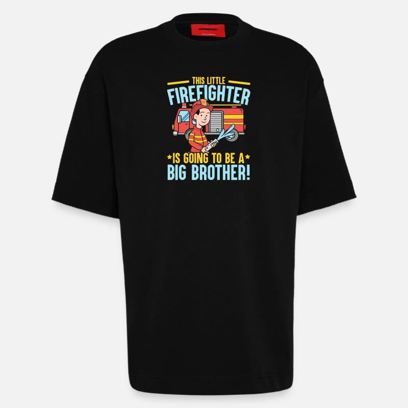 Pompier pompier pompier pompier pompier - T-shirt bio épais oversize fabriqué en UE - SOLID BLACK