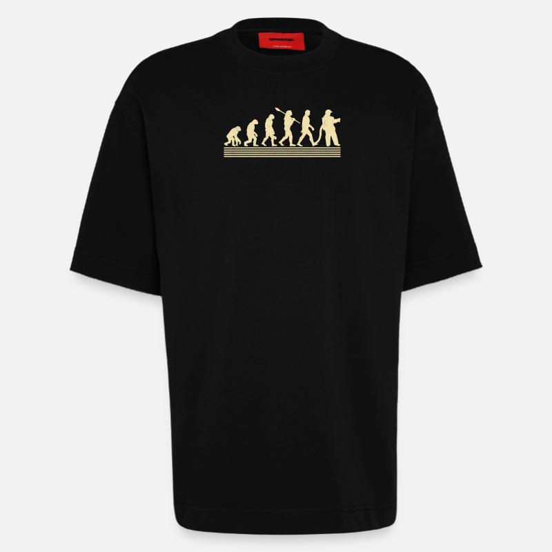 Évolution des pompiers - T-shirt bio épais oversize fabriqué en UE - SOLID BLACK