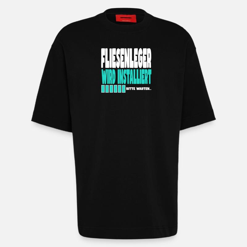 Fliesenleger wird installiert - Heavyweight T-Shirt - made by SPREAD  - SOLID BLACK
