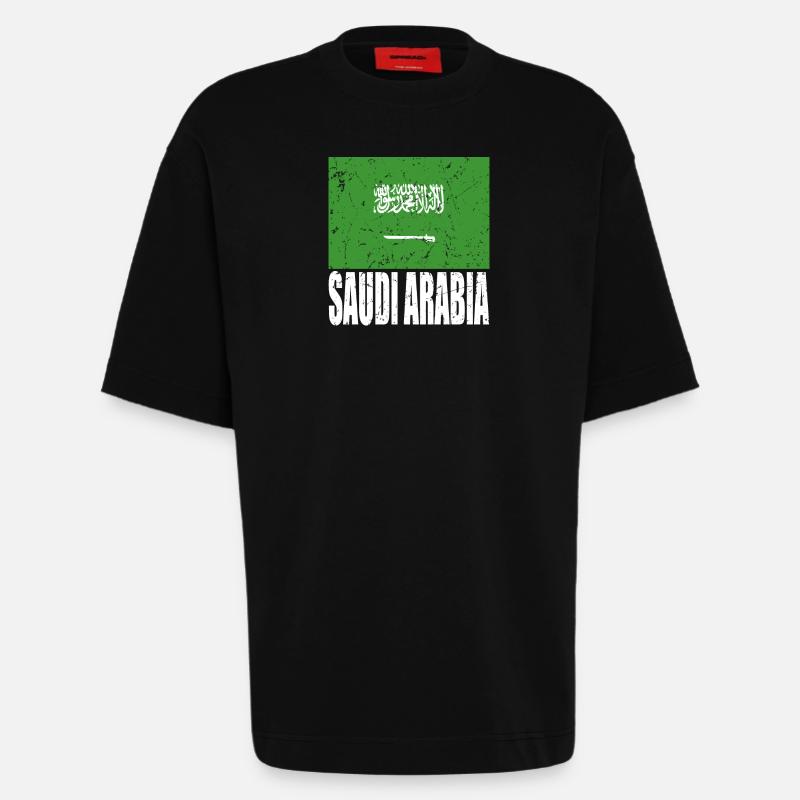 Drapeau de l’Arabie saoudite - T-shirt bio épais oversize fabriqué en UE - SOLID BLACK