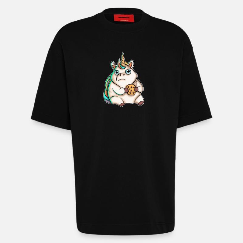 Biscuit licorne - T-shirt bio épais oversize fabriqué en UE - SOLID BLACK