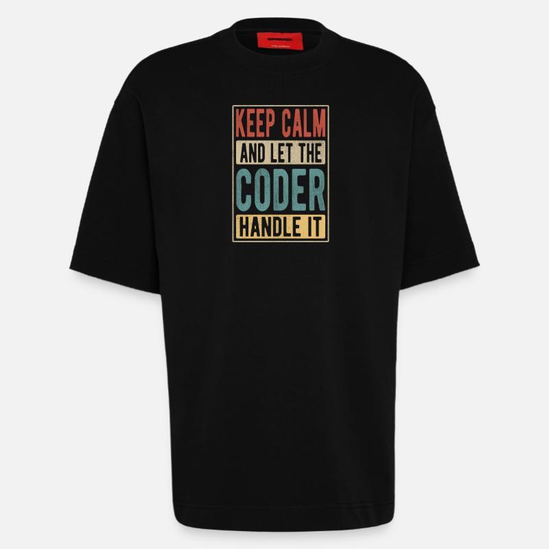 Coder Retro Cadeau - T-shirt bio épais oversize fabriqué en UE - SOLID BLACK