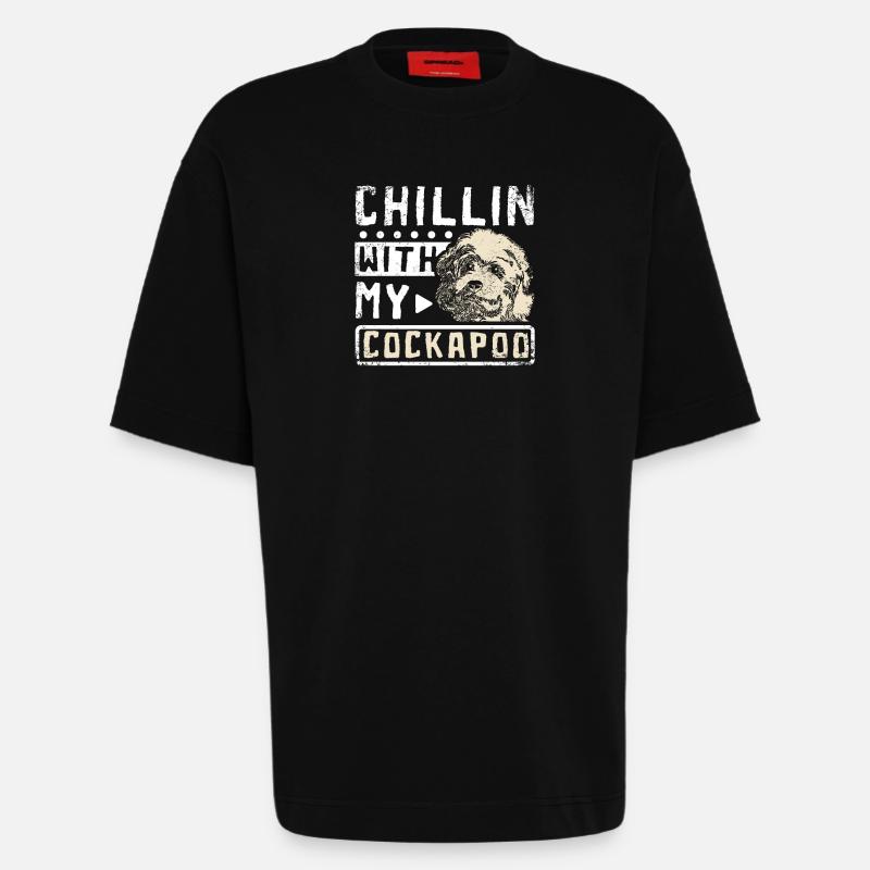 chillin avec mon cockapoo - T-shirt bio épais oversize fabriqué en UE - SOLID BLACK