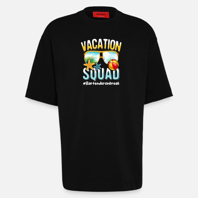 Barman Vacation Squad #Bartenderonbreak - T-shirt bio épais oversize fabriqué en UE - SOLID BLACK
