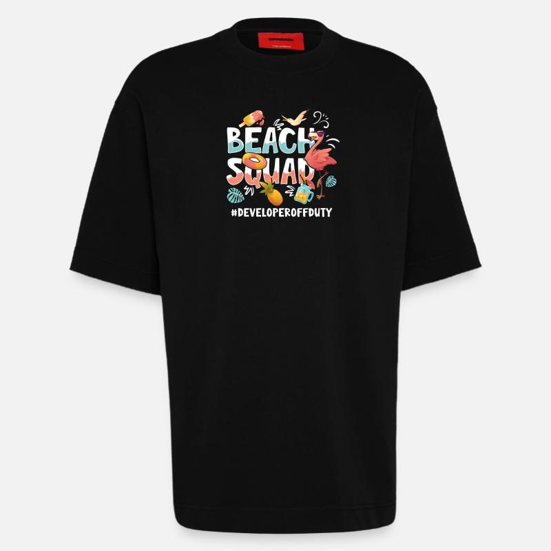 Developer Vacation Beach Group - Heavyweight T-Shirt - made by SPREAD  - SOLID BLACK