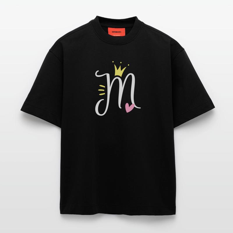 Buchstabe M Anfangsbuchstabe Krone Heavyweight T-Shirt - made by SPREAD 